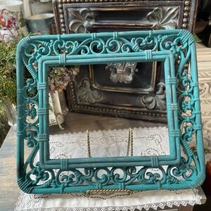 Vintage Homco frame painted turquoise teal blue green USA